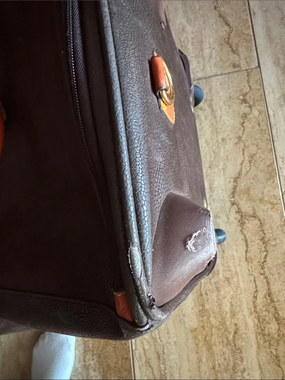 Bric's Chocolate Brown Duffel with Tan Leather Trim